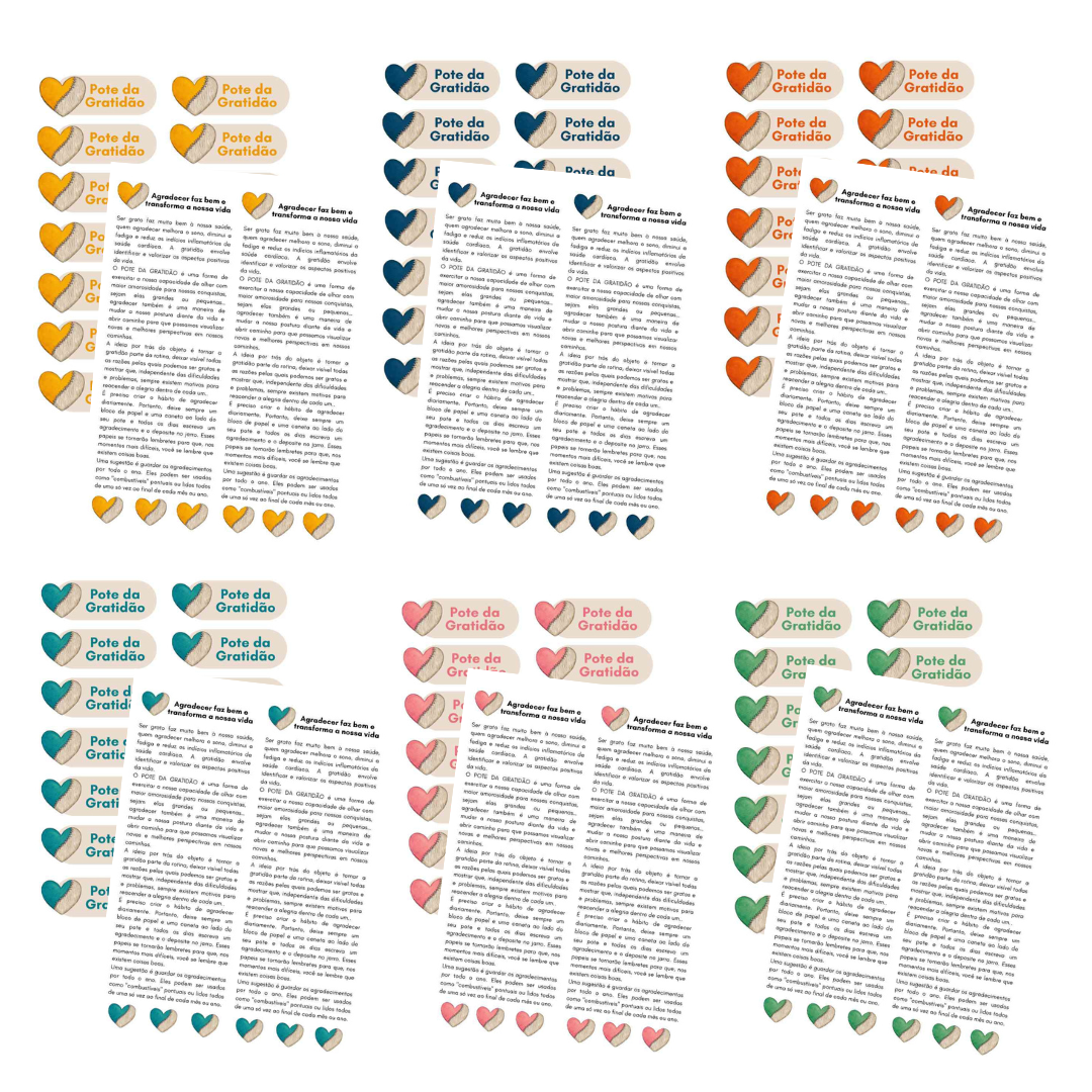 Arquivos prontos para imprimir em seis cores diferentes Arquivos prontos para imprimir em seis cores diferentes